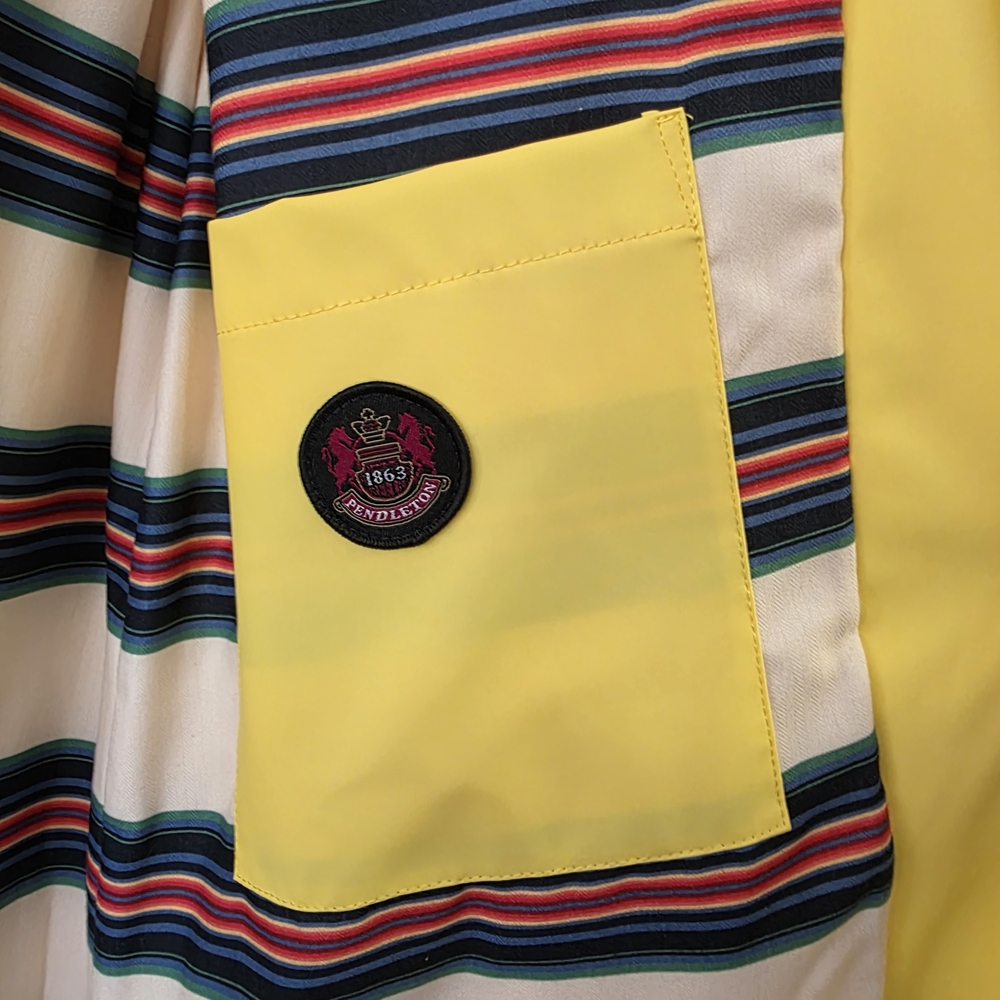 Pendleton Yellow Hooded Raincoat with Striped Lining - Picture 8 of 10